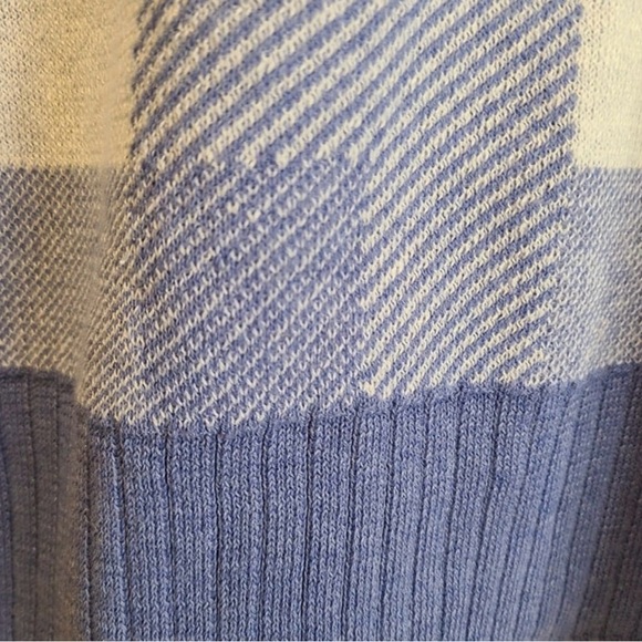 Ava and Viv Womens Short Sleeve Sweater Size 1X Blue Plaid Ribbed Hem and Cuffs - Picture 4 of 6